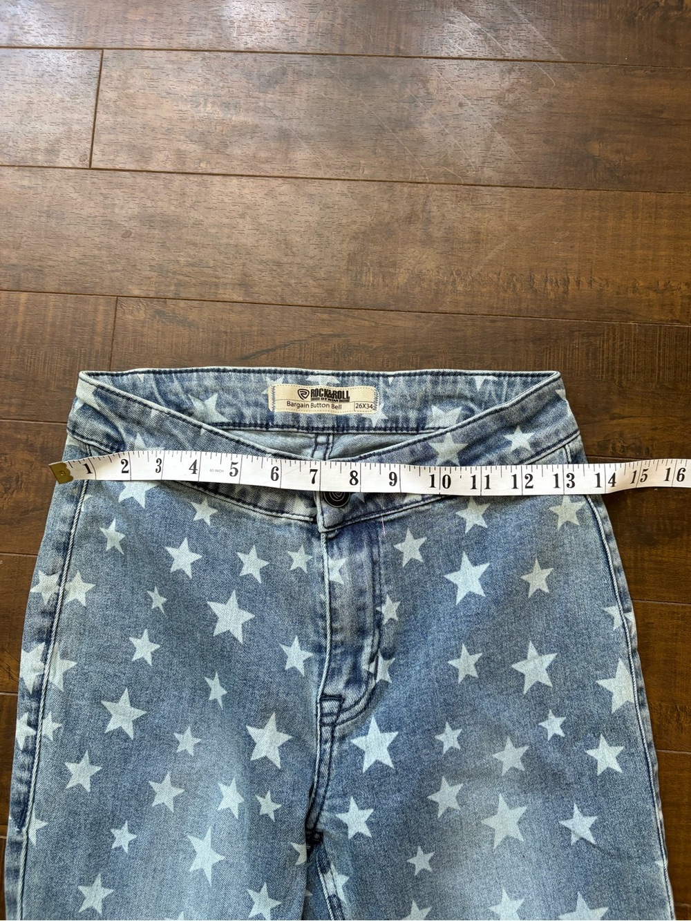 Rock n Roll Americana Star print denim bell bottom jeans - Picture 10 of 13